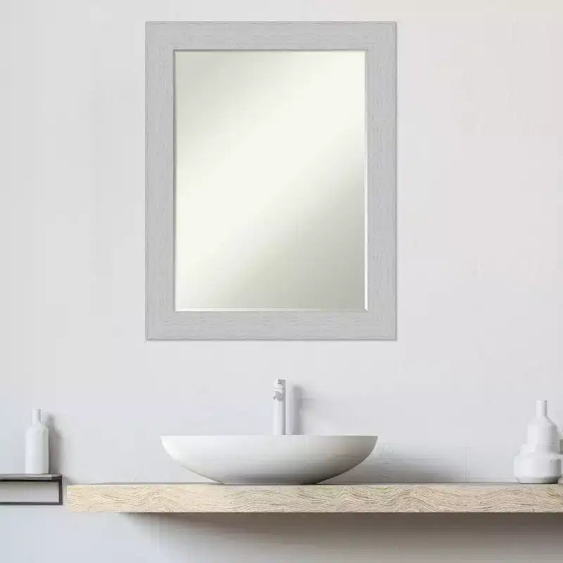 Amanti Art Shiplap Petite Bevel Wood Bathroom Wall Mirror