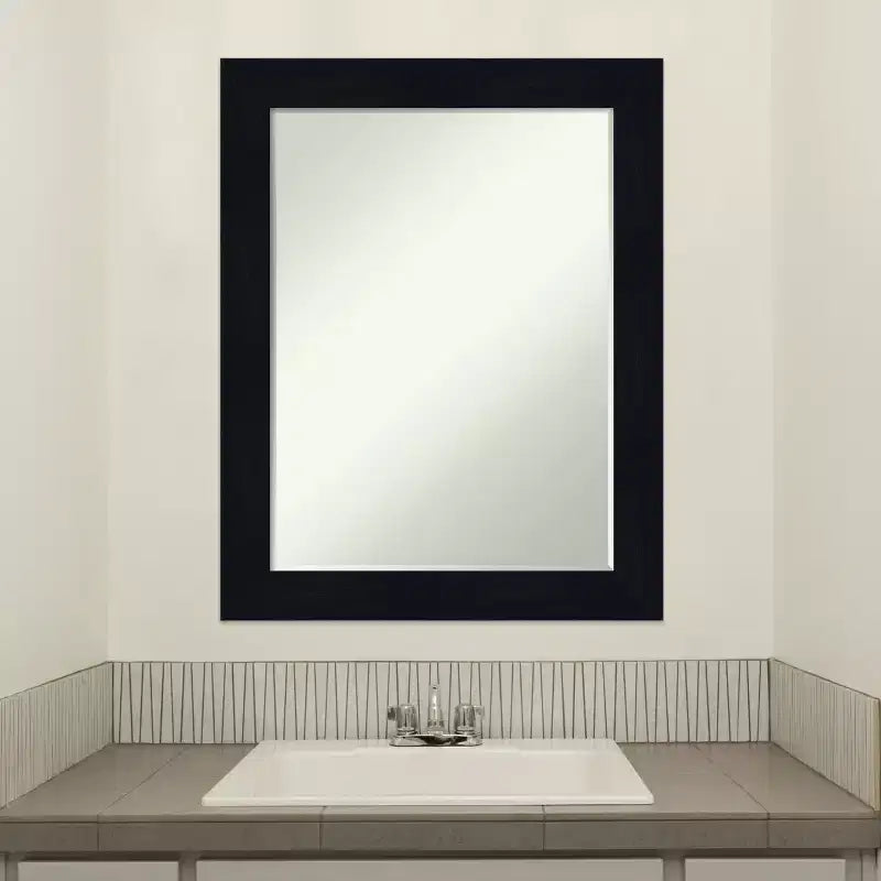 Amanti Art Shiplap Petite Bevel Wood Bathroom Wall Mirror