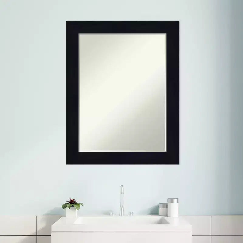 Amanti Art Shiplap Petite Bevel Wood Bathroom Wall Mirror