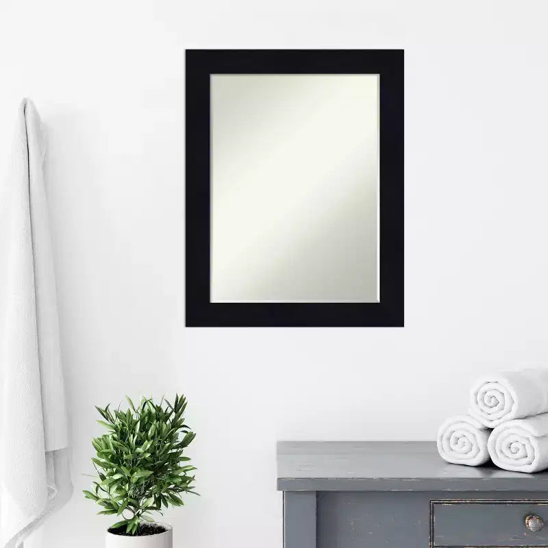 Amanti Art Shiplap Petite Bevel Wood Bathroom Wall Mirror