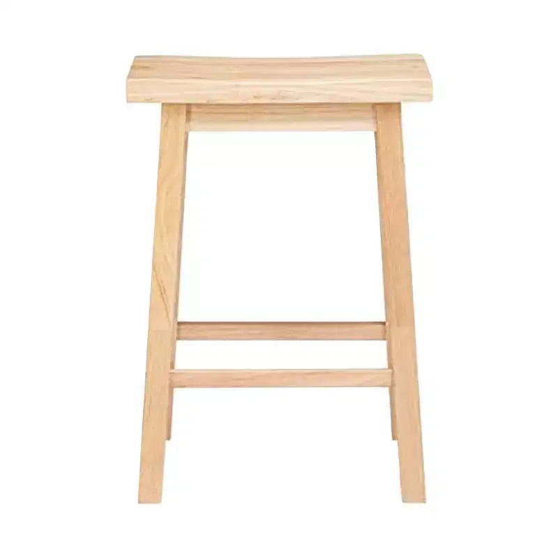 PJ Wood Classic Saddle-Seat 29 Tall Kitchen Counter Stool for Homes, Dining Spaces, and Bars w/Backless Seat, 4 Square Legs, Natural (5 Pack)