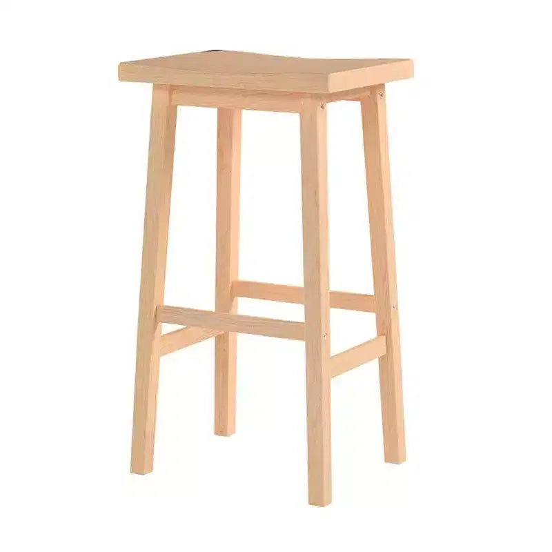 PJ Wood Classic Saddle-Seat 29 Tall Kitchen Counter Stool for Homes, Dining Spaces, and Bars w/Backless Seat, 4 Square Legs, Natural (5 Pack)