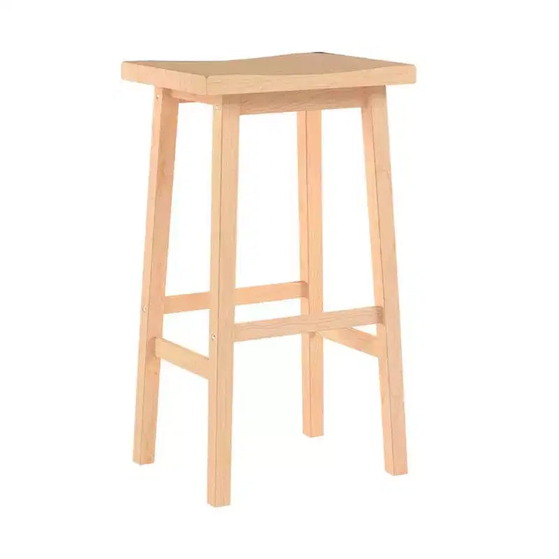 PJ Wood Classic Saddle-Seat 29 Tall Kitchen Counter Stool for Homes, Dining Spaces, and Bars w/Backless Seat, 4 Square Legs, Natural (5 Pack)