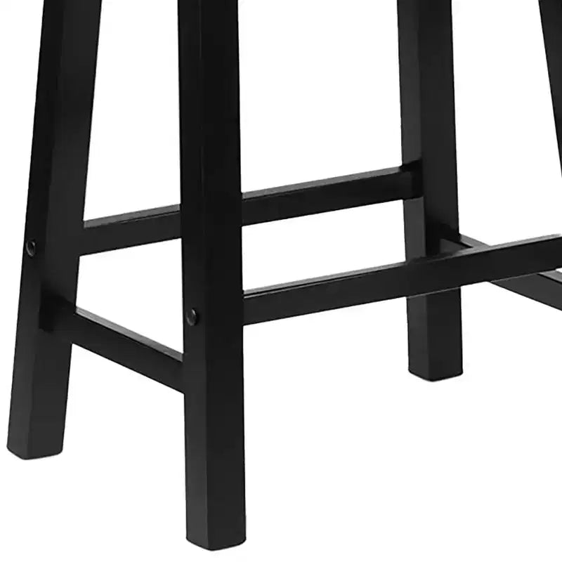 PJ Wood Classic Saddle-Seat 24 Tall Kitchen Counter Stools for Homes, Dining Spaces, and Bars w/Backless Seats, 4 Square Legs, Black (Set of 10)