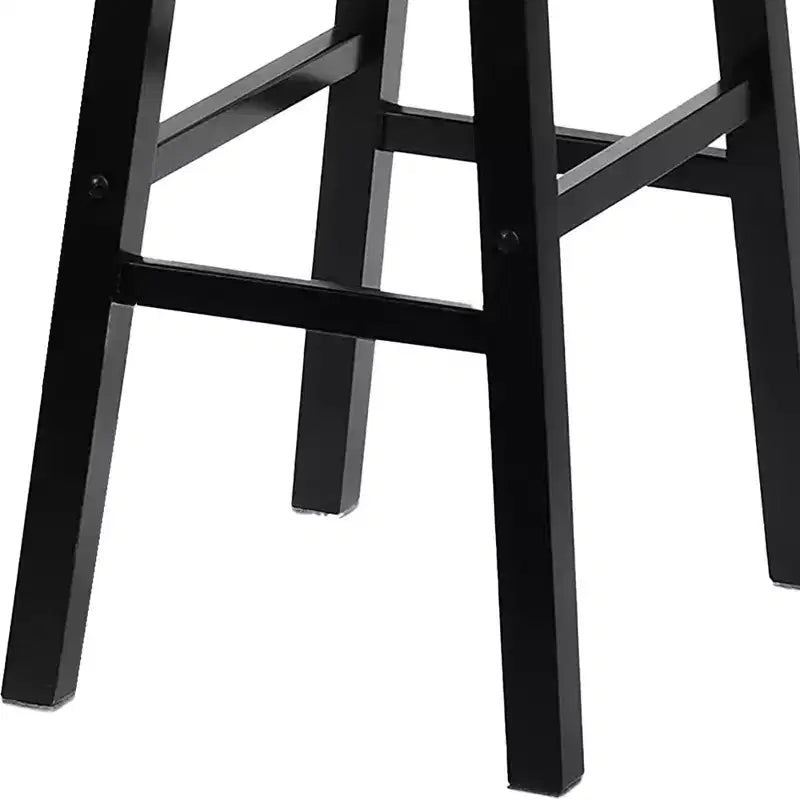 PJ Wood Classic Saddle Seat 29 Inch Tall Kitchen Counter Stools, Black (8 Pack)