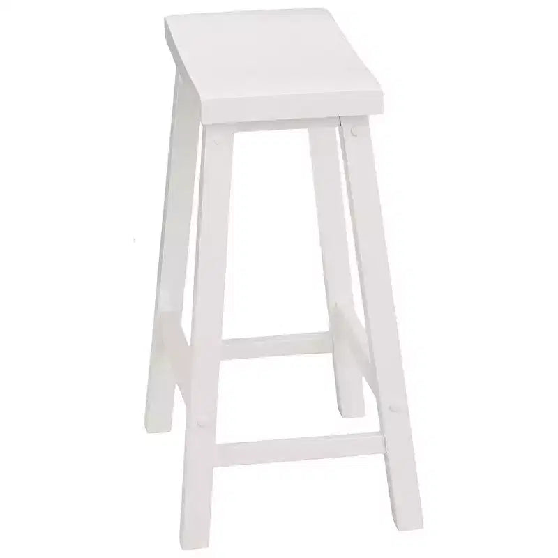 PJ Wood Classic Saddle Seat 24 Inch Tall Kitchen Counter Stools, White (8 Pack)
