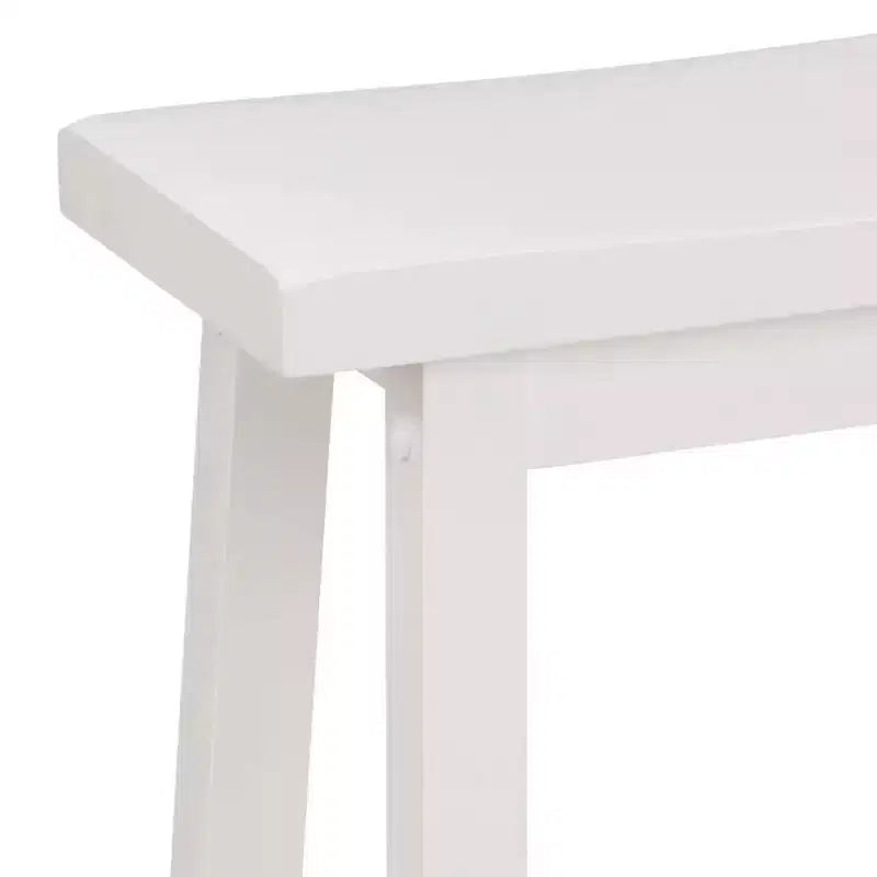 PJ Wood Classic Saddle Seat 24 Inch Tall Kitchen Counter Stools, White (8 Pack)