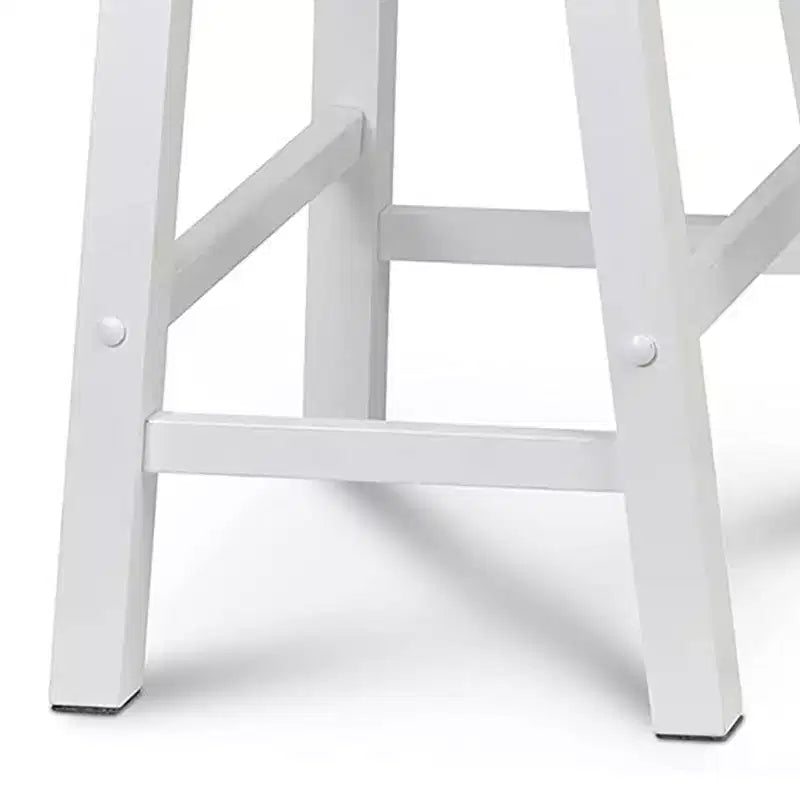 PJ Wood Classic Saddle Seat 24 Inch Tall Kitchen Counter Stools, White (8 Pack)