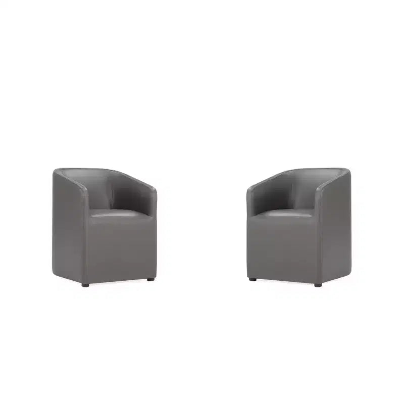 Set of 2 Anna Modern Round Faux Leather Dining Armchairs - Manhattan Comfort