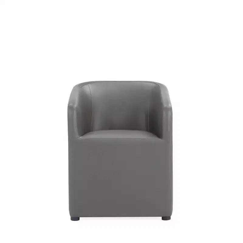 Set of 2 Anna Modern Round Faux Leather Dining Armchairs - Manhattan Comfort