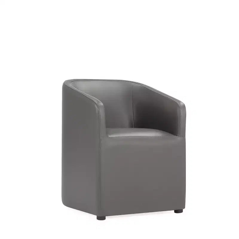Set of 2 Anna Modern Round Faux Leather Dining Armchairs - Manhattan Comfort