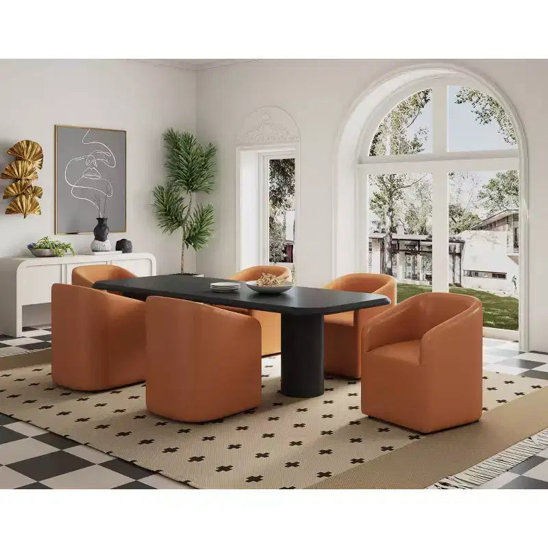 Set of 2 Anna Modern Round Faux Leather Dining Armchairs - Manhattan Comfort