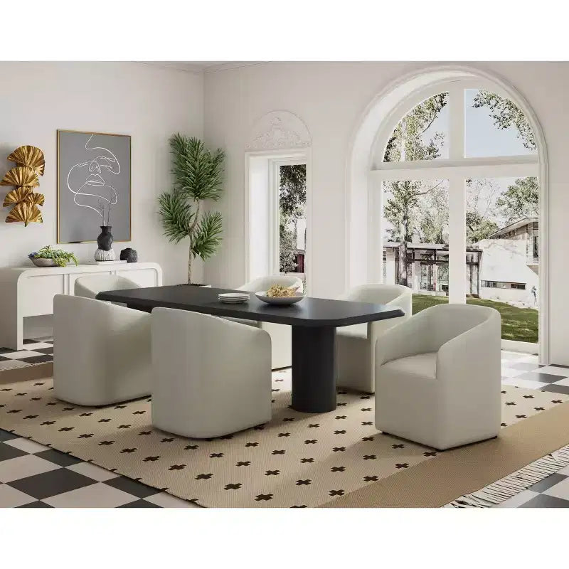 Set of 2 Anna Modern Round Faux Leather Dining Armchairs - Manhattan Comfort