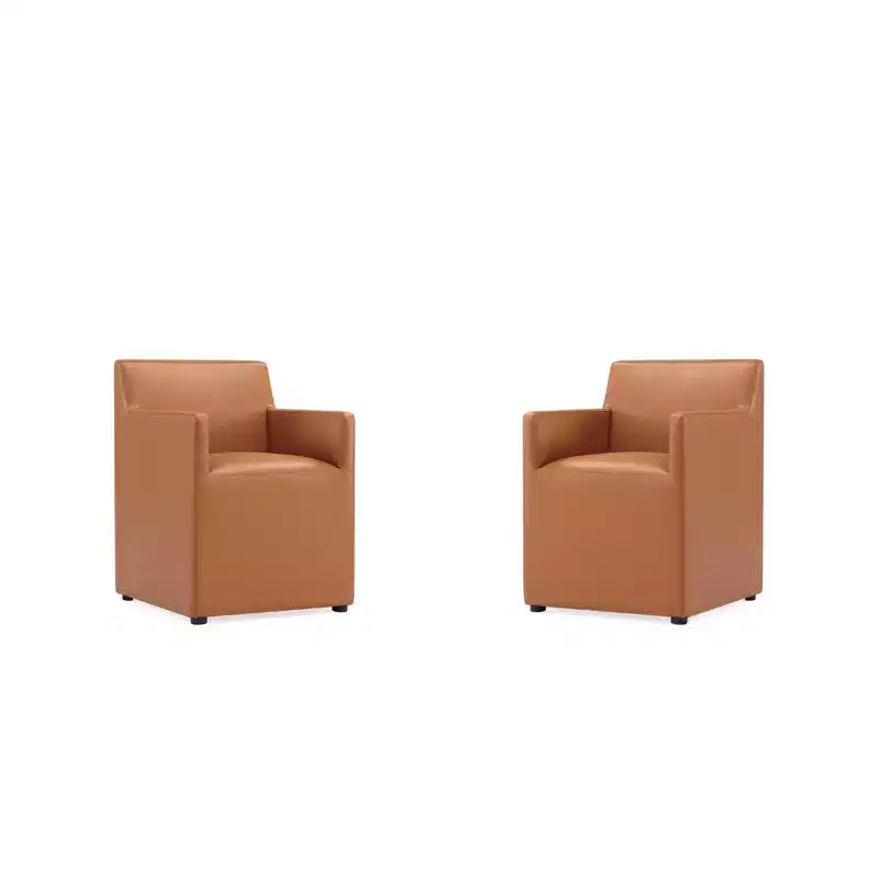 Set of 2 Anna Modern Square Faux Leather Dining Armchairs - Manhattan Comfort