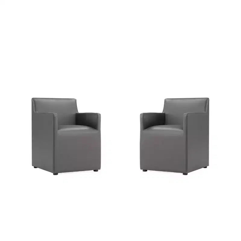 Set of 2 Anna Modern Square Faux Leather Dining Armchairs - Manhattan Comfort