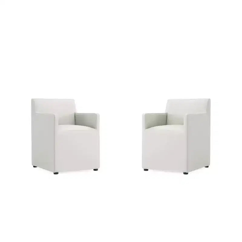 Set of 2 Anna Modern Square Faux Leather Dining Armchairs - Manhattan Comfort