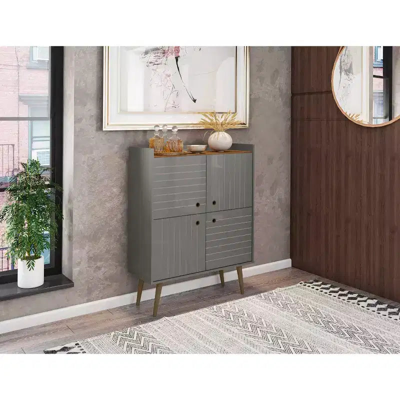 45.5 Bogart Mid-Century Modern 4 Shelf Accent Cabinet - Manhattan Comfort