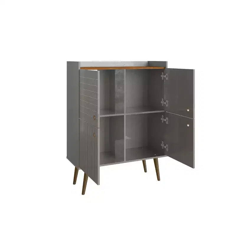 45.5 Bogart Mid-Century Modern 4 Shelf Accent Cabinet - Manhattan Comfort