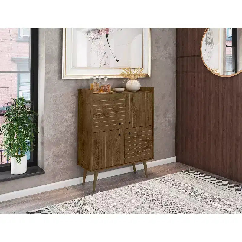 45.5 Bogart Mid-Century Modern 4 Shelf Accent Cabinet - Manhattan Comfort