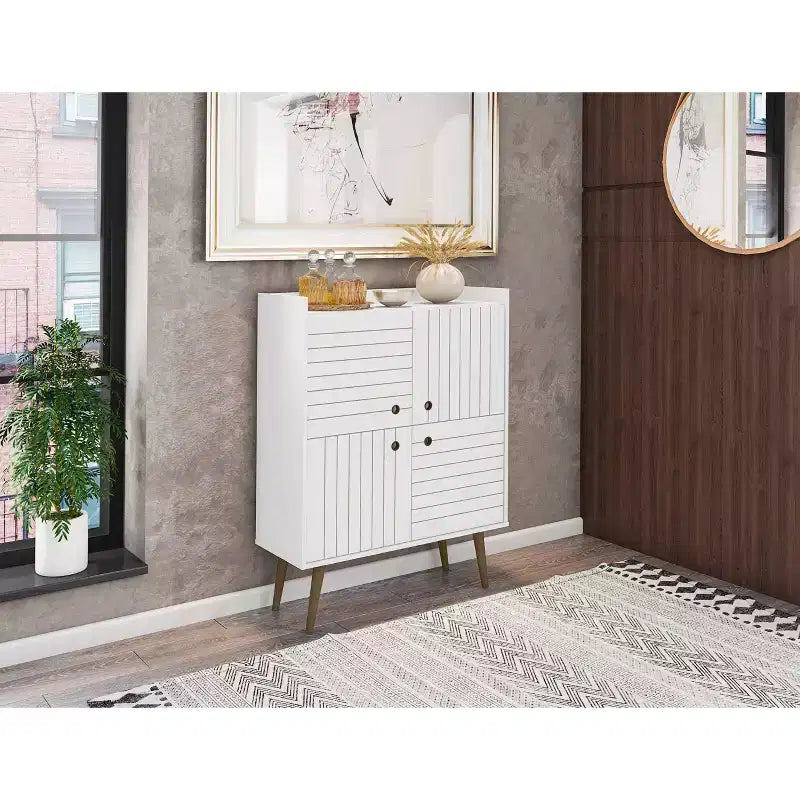 45.5 Bogart Mid-Century Modern 4 Shelf Accent Cabinet - Manhattan Comfort