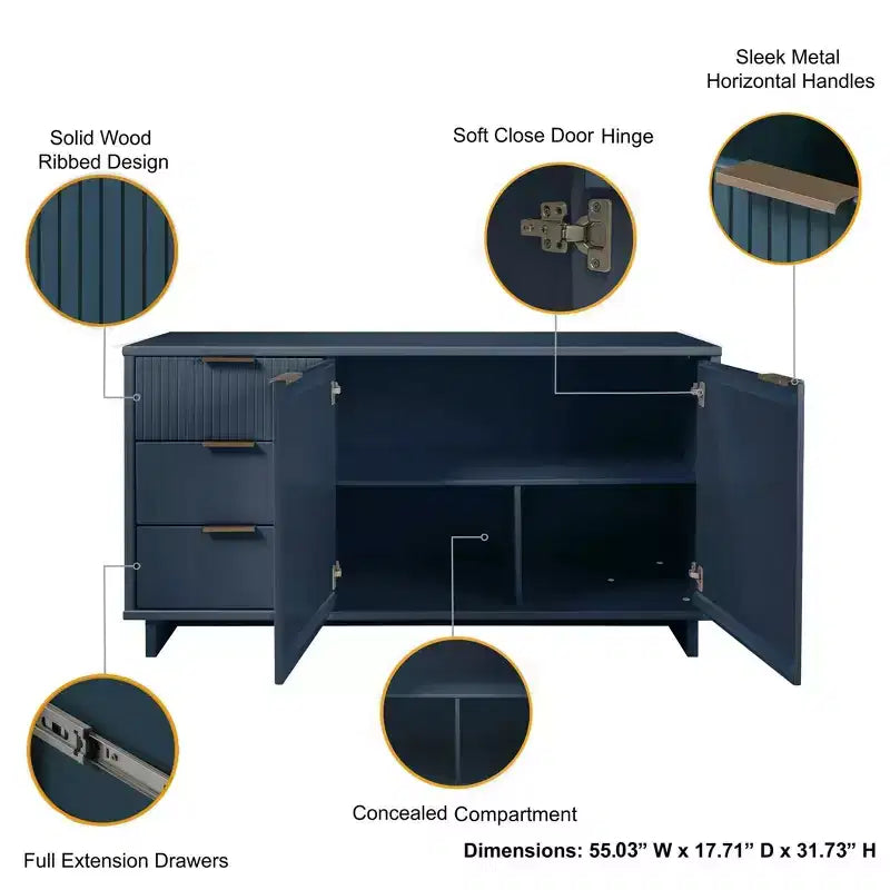 55.07 Granville Modern 3 Drawer Sideboard - Manhattan Comfort