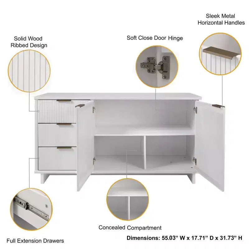 55.07 Granville Modern 3 Drawer Sideboard - Manhattan Comfort