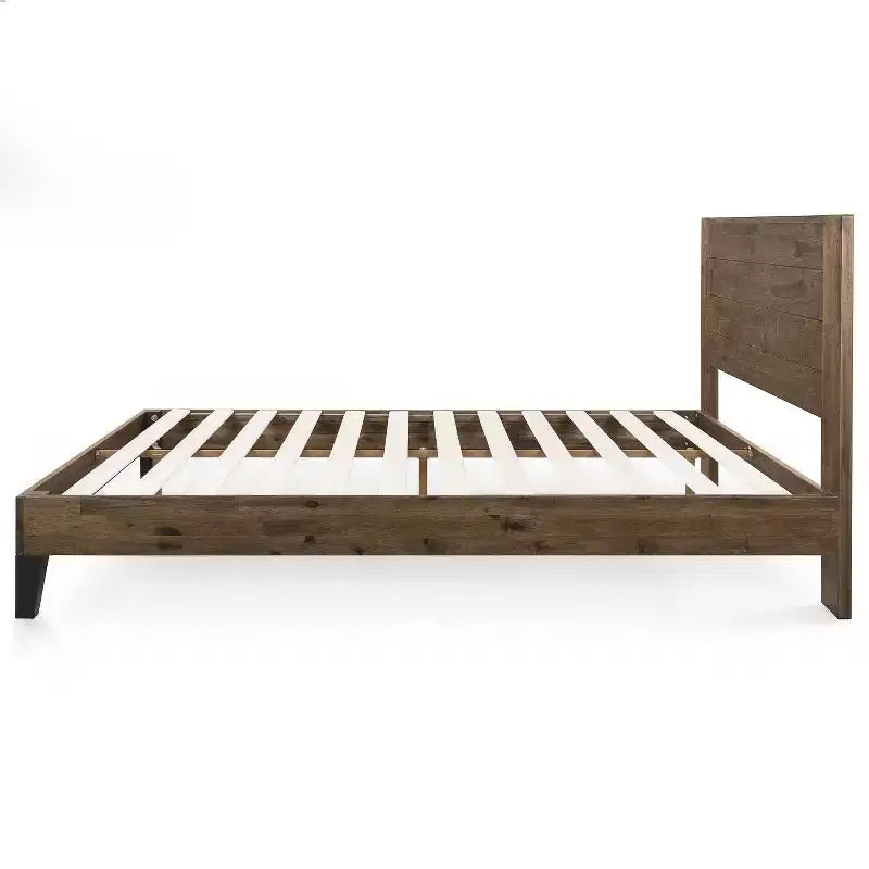 Tonja Wood Platform Bed Frame with Headboard Brown - Zinus