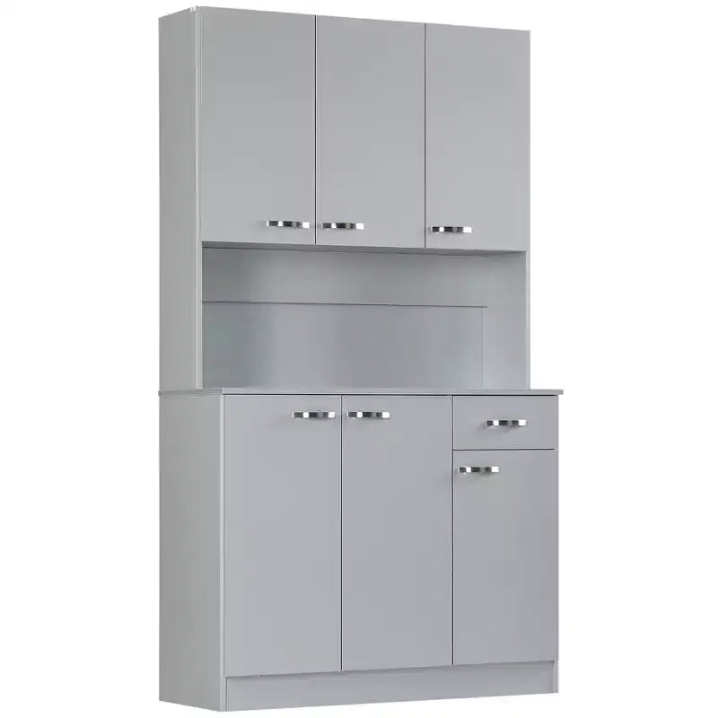 HOMCOM 71 Freestanding Buffet with Hutch, Kitchen Pantry, Cupboard with 6 Doors, 3 Adjustable Shelves, and 1 Drawer