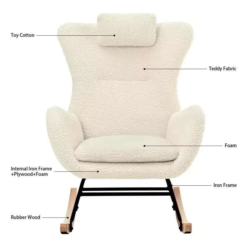 Teddy Tufted Rocking Chair with Rubber Legs - ModernLuxe