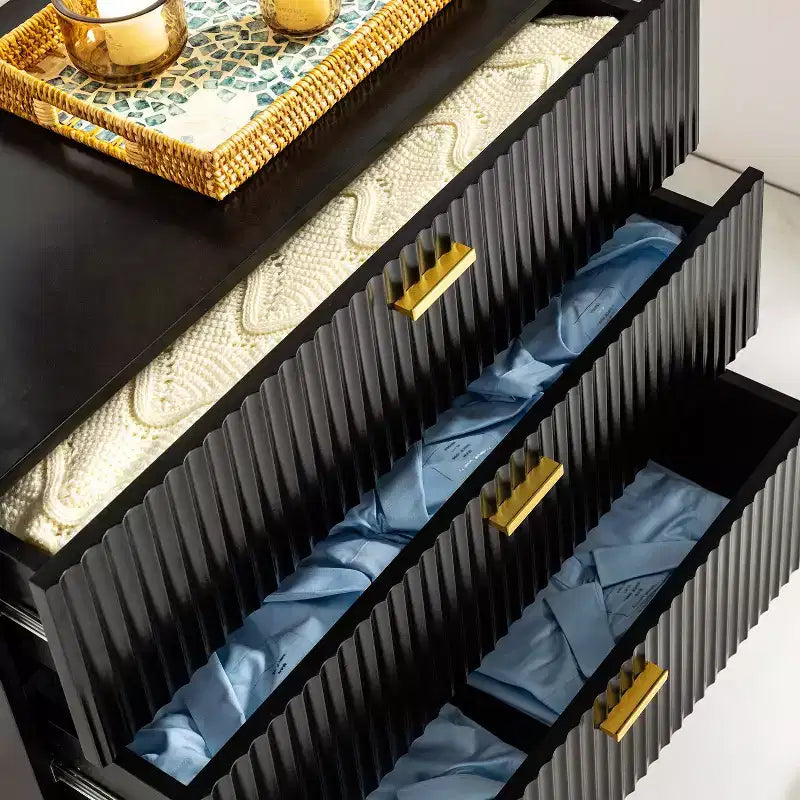 Brian 32 Tall 3 Drawer Bachelors Chest with storage for bedroom| ART OF LIVING DESIGNS-BLACK