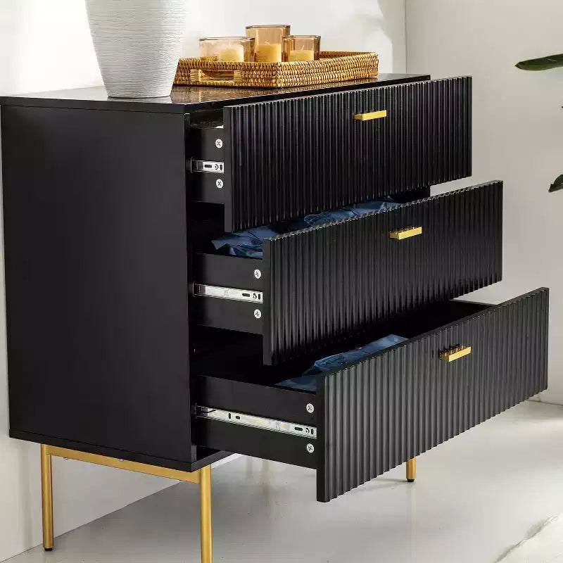 Brian 32 Tall 3 Drawer Bachelors Chest with storage for bedroom| ART OF LIVING DESIGNS-BLACK