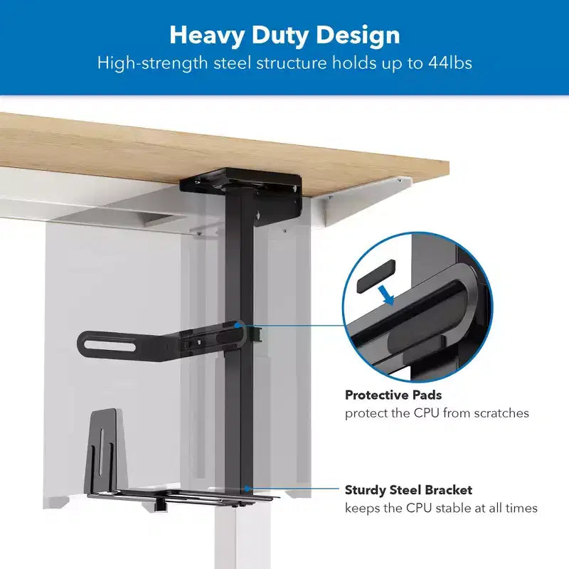 Mount-It! Rotating Heavy Duty CPU Mount | Height and Width Adjustable CPU Bracket for Under Desk and Wall Installation | 44 Lbs. Weight Capacity