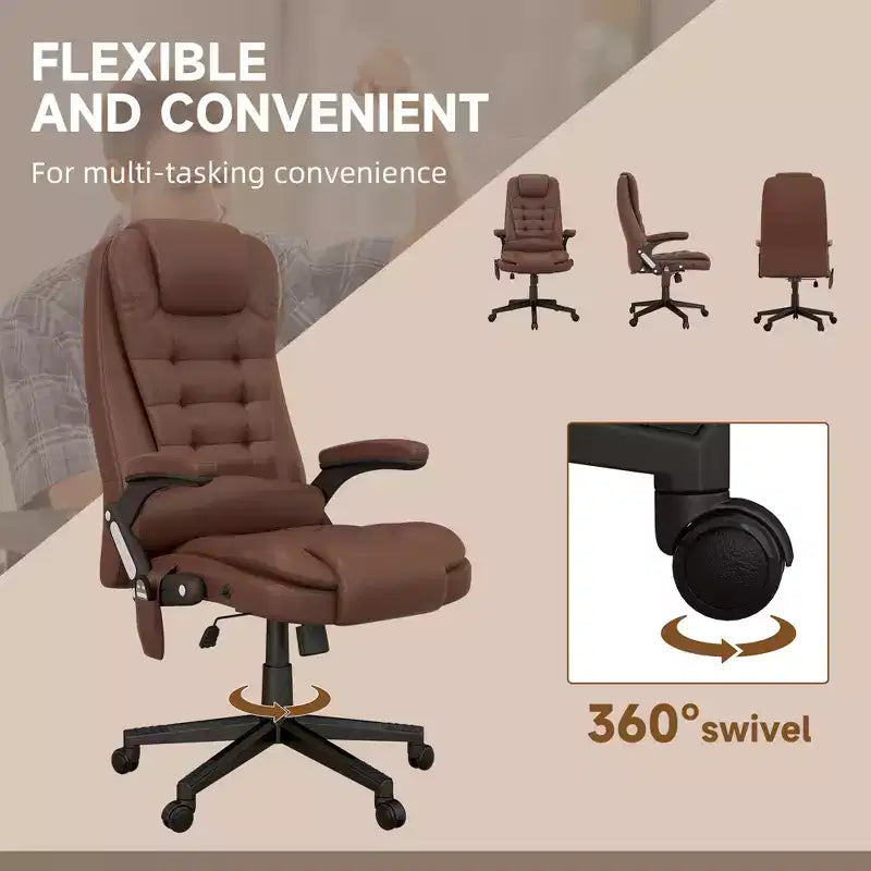 HOMCOM High-Back Massage Office Chair, Heated Reclining Computer Chair with Remote