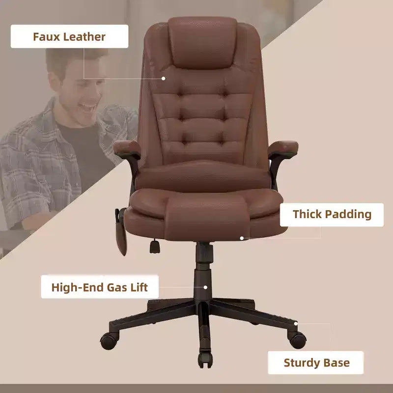 HOMCOM High-Back Massage Office Chair, Heated Reclining Computer Chair with Remote