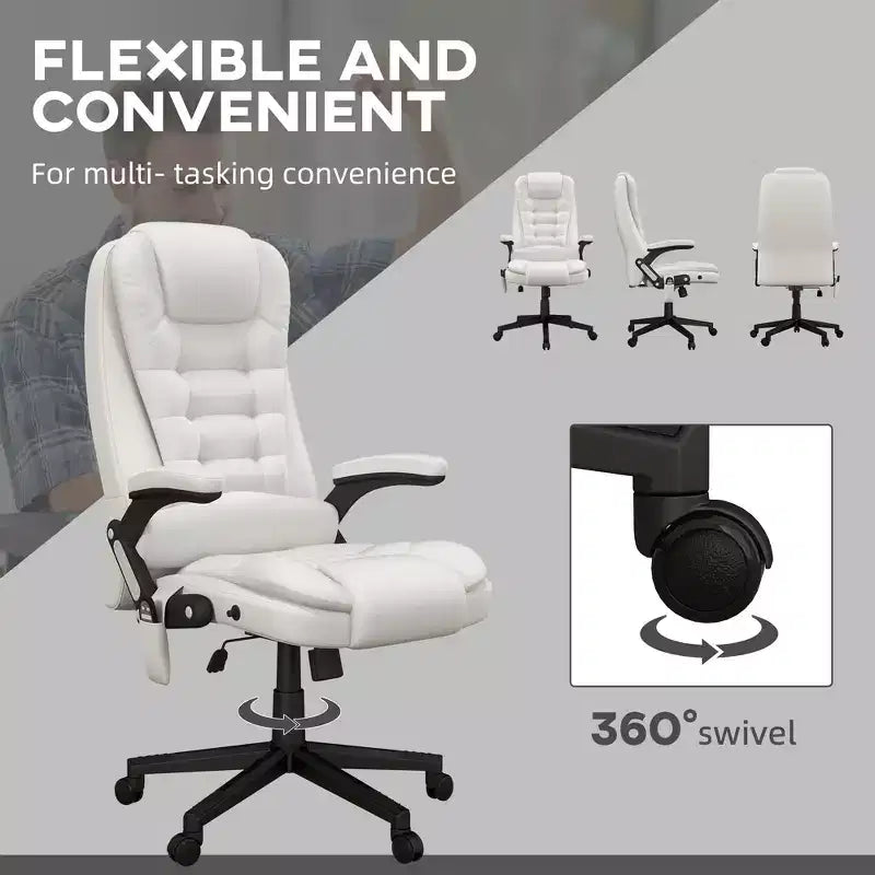 HOMCOM High-Back Massage Office Chair, Heated Reclining Computer Chair with Remote