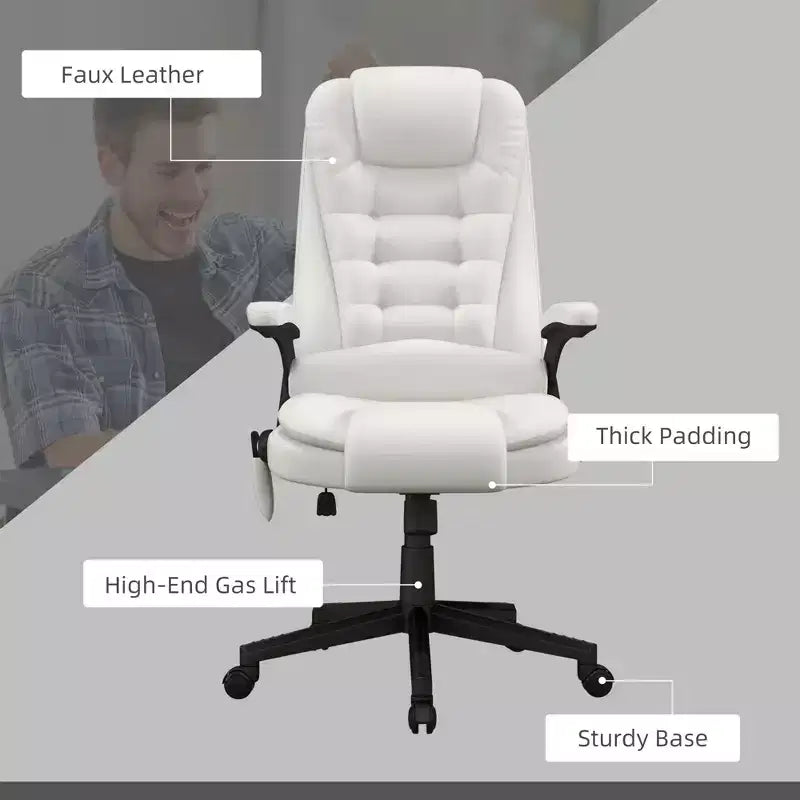 HOMCOM High-Back Massage Office Chair, Heated Reclining Computer Chair with Remote