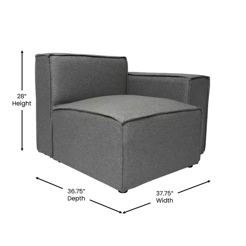 Fauteuil d'angle droit modulable Emma et Oliver avec accoudoir