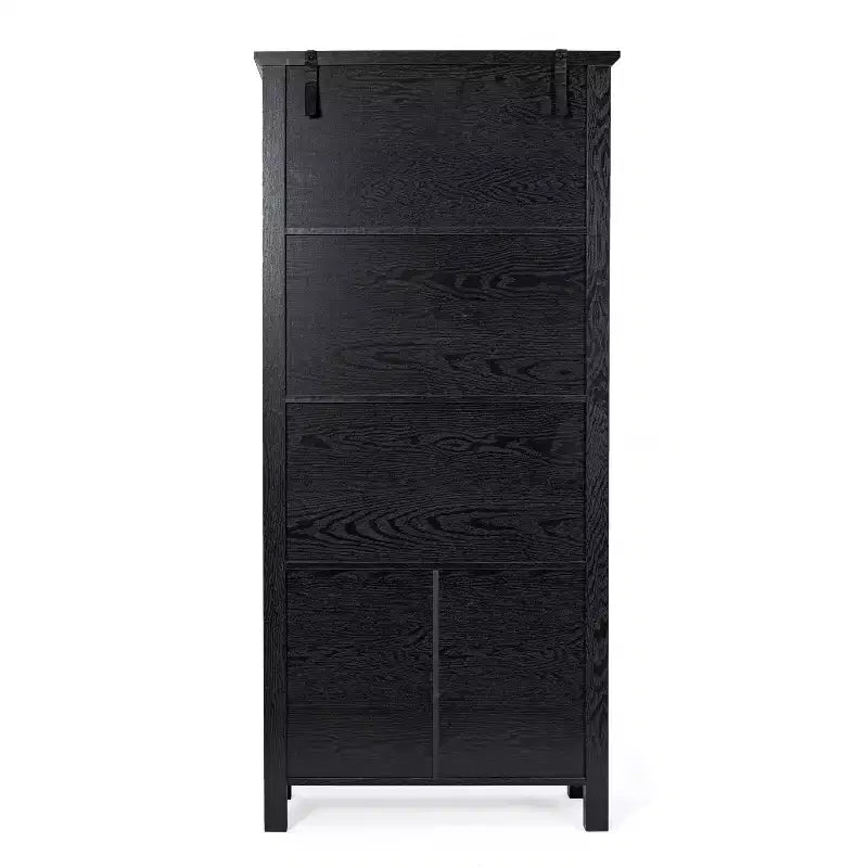 Flash Furniture Stella Modern Farmhouse Wooden Bookcase and Storage Cabinet with Tempered Glass Doors and 3 Upper Shelves