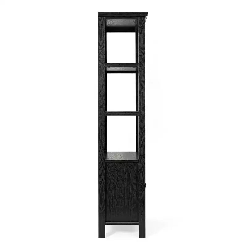 Flash Furniture Stella Modern Farmhouse Wooden Bookcase and Storage Cabinet with Tempered Glass Doors and 3 Upper Shelves
