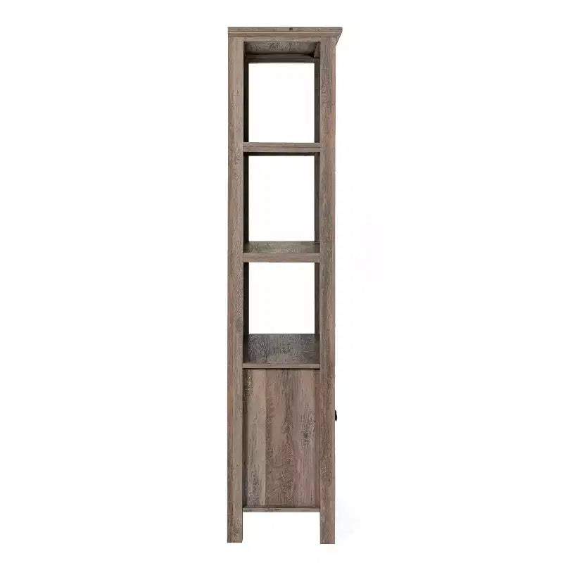 Flash Furniture Stella Modern Farmhouse Wooden Bookcase and Storage Cabinet with Tempered Glass Doors and 3 Upper Shelves