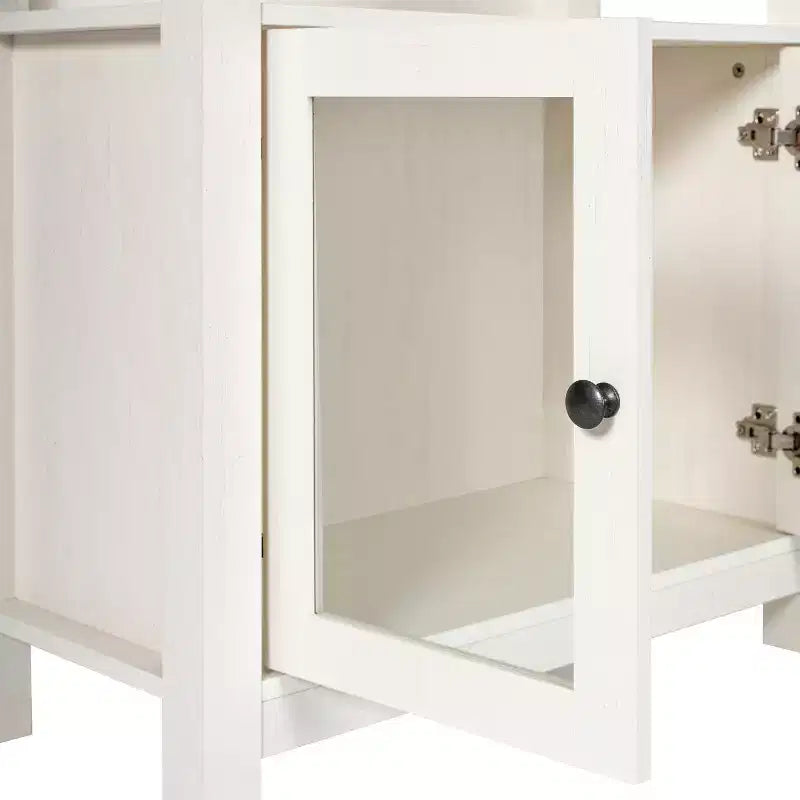 Flash Furniture Stella Modern Farmhouse Wooden Bookcase and Storage Cabinet with Tempered Glass Doors and 3 Upper Shelves