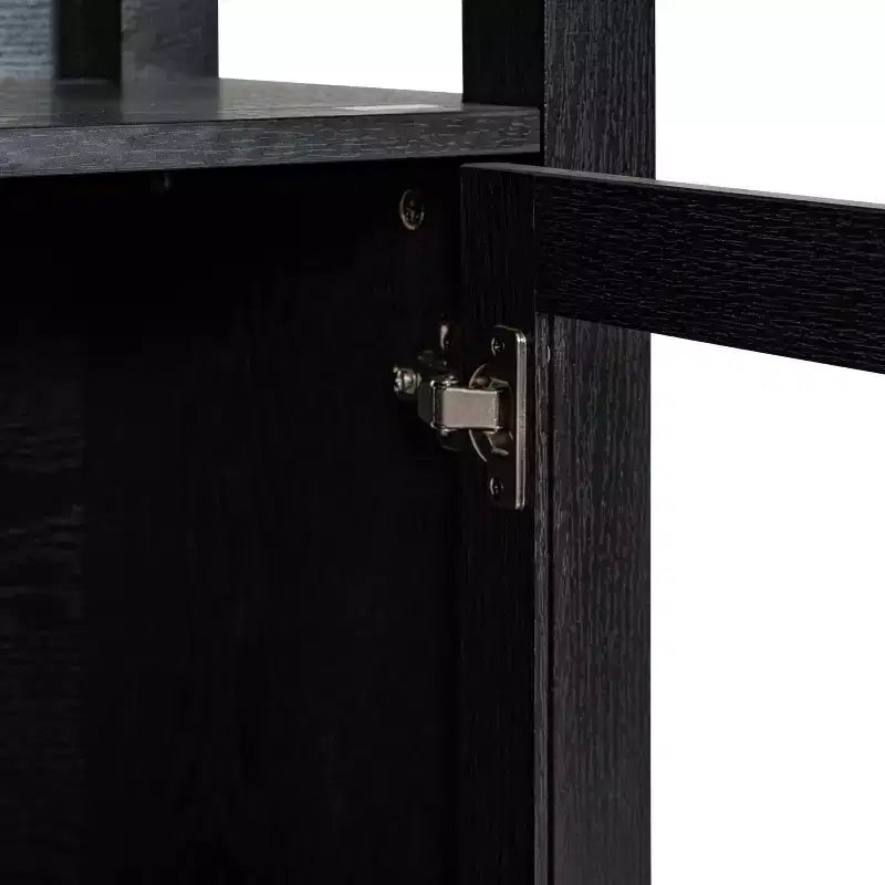 Flash Furniture Stella Modern Farmhouse Wooden Bookcase and Storage Cabinet with Tempered Glass Doors and 3 Upper Shelves