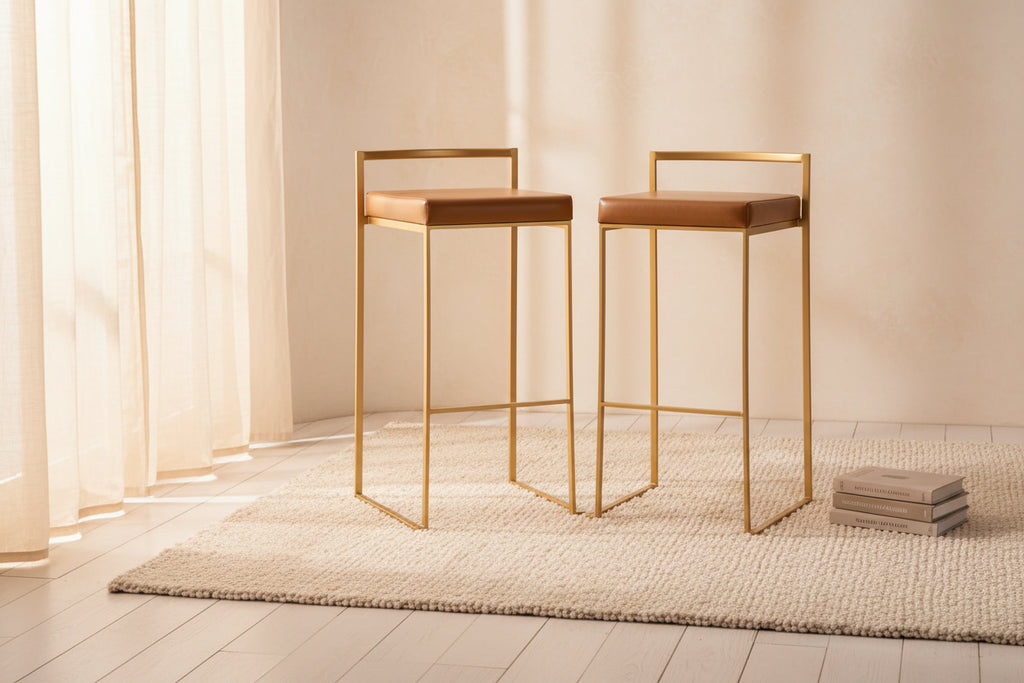 Set of 2 Fuji Stackable Barstools Leather/Steel - LumiSource
