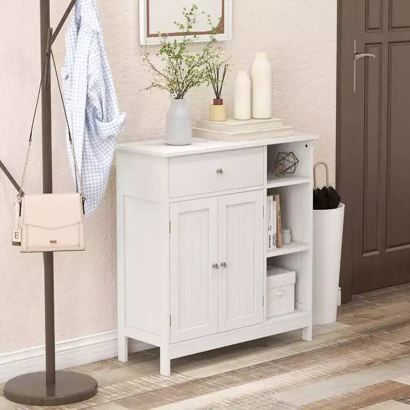 Costway Bathroom Floor Cabinet Freestanding Kitchen Cupboard Storage Organizer with Drawer
