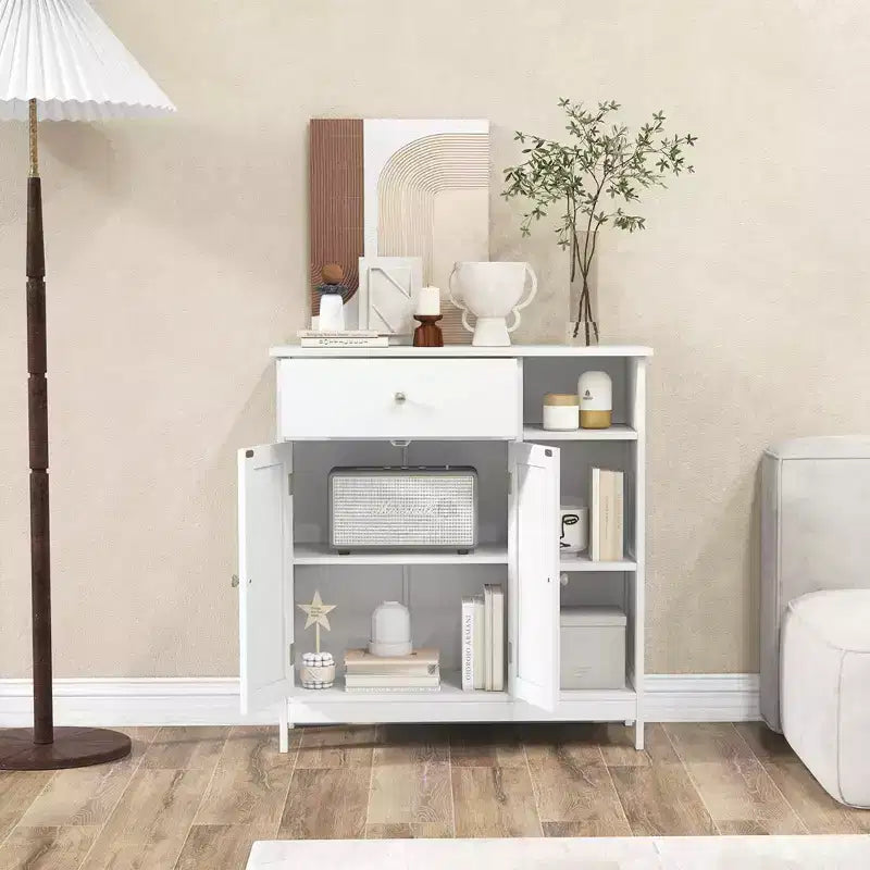 Costway Bathroom Floor Cabinet Freestanding Kitchen Cupboard Storage Organizer with Drawer