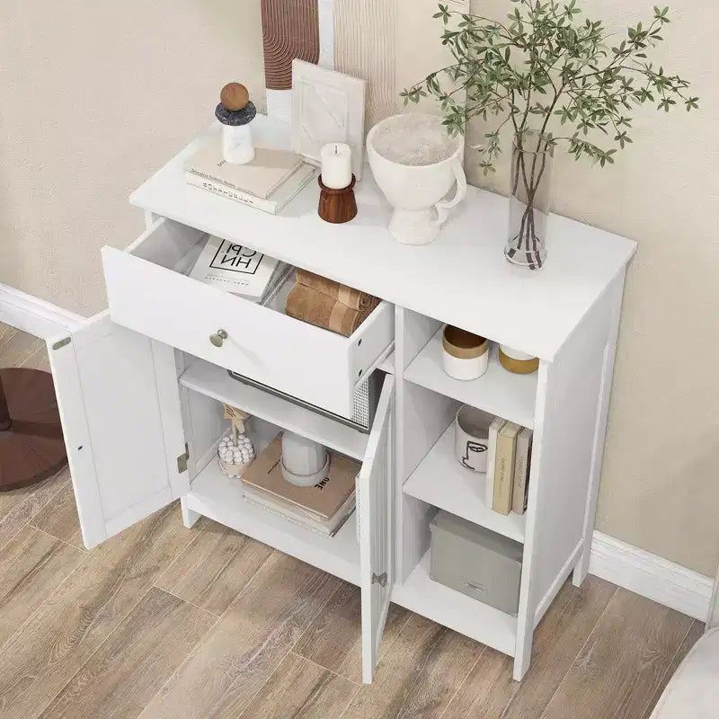 Costway Bathroom Floor Cabinet Freestanding Kitchen Cupboard Storage Organizer with Drawer