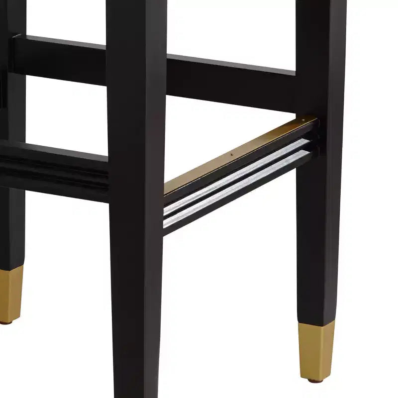 55 Downing Street Jaxon Black Wood Bar Stool 31 High Modern White Faux Leather Cushion with Footrest for Kitchen Counter Height Island Shed House