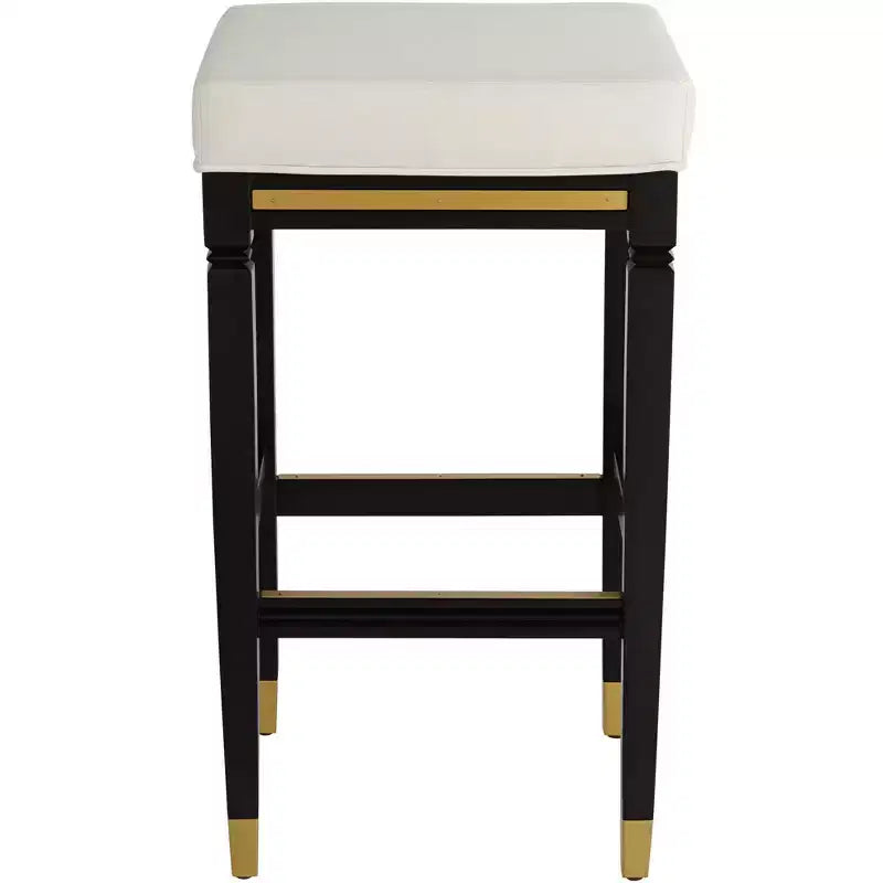 55 Downing Street Jaxon Black Wood Bar Stool 31 High Modern White Faux Leather Cushion with Footrest for Kitchen Counter Height Island Shed House