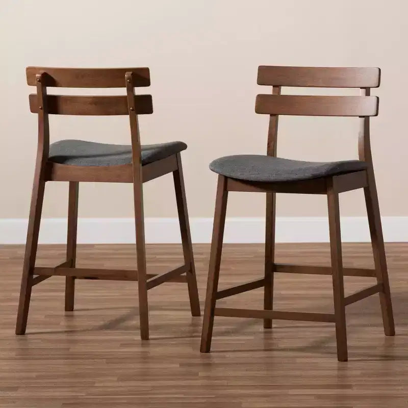 Set of 2 Larine Wood Counter Height Barstools - Baxton Studio