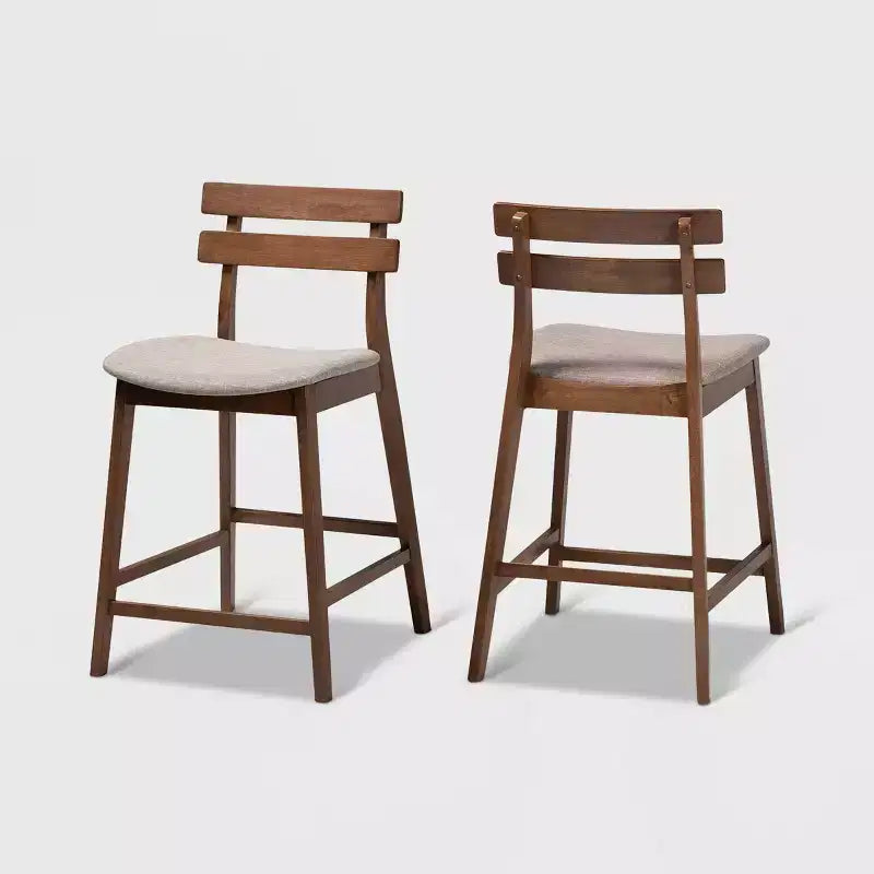 Set of 2 Larine Wood Counter Height Barstools - Baxton Studio